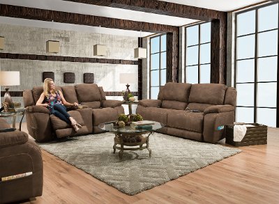 Espresso Brown Power Reclining Sofa with Power Headrests - Explorer