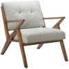 Mid Century Modern Light Gray Accent Chair with Exposed Wood Frame