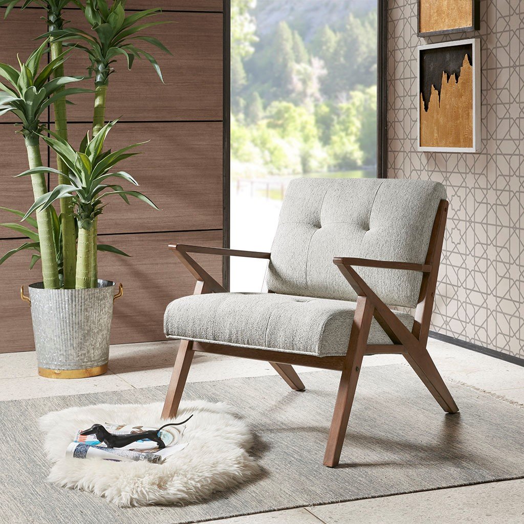 Rocket Mid Century Modern Light Gray Accent Chair-2
