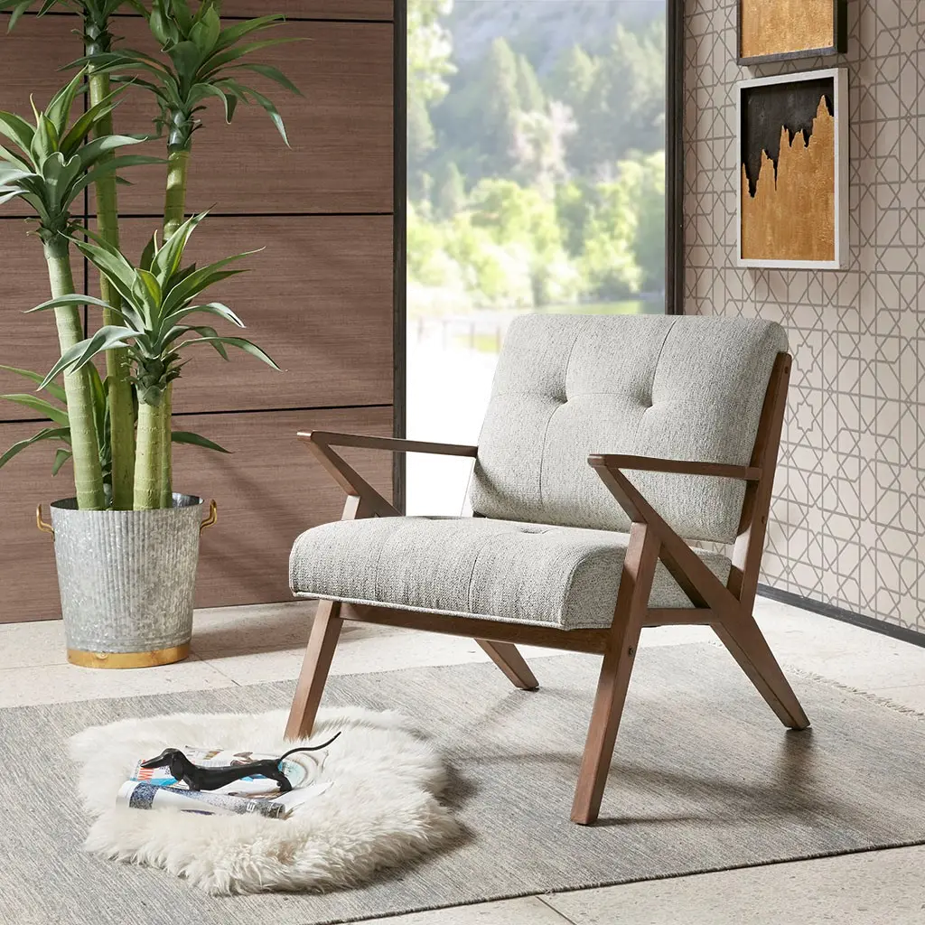 Rocket Mid Century Modern Light Gray Accent Chair-2