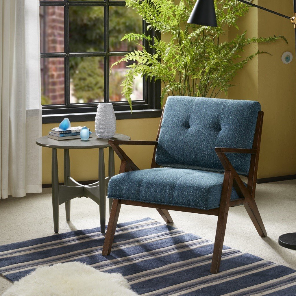 Rocket Mid Century Modern Blue Accent Chair-2