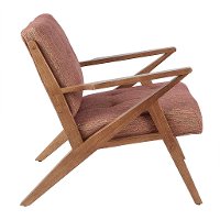 Mid Century Modern Orange Accent Chair with Exposed Wood Frame-3