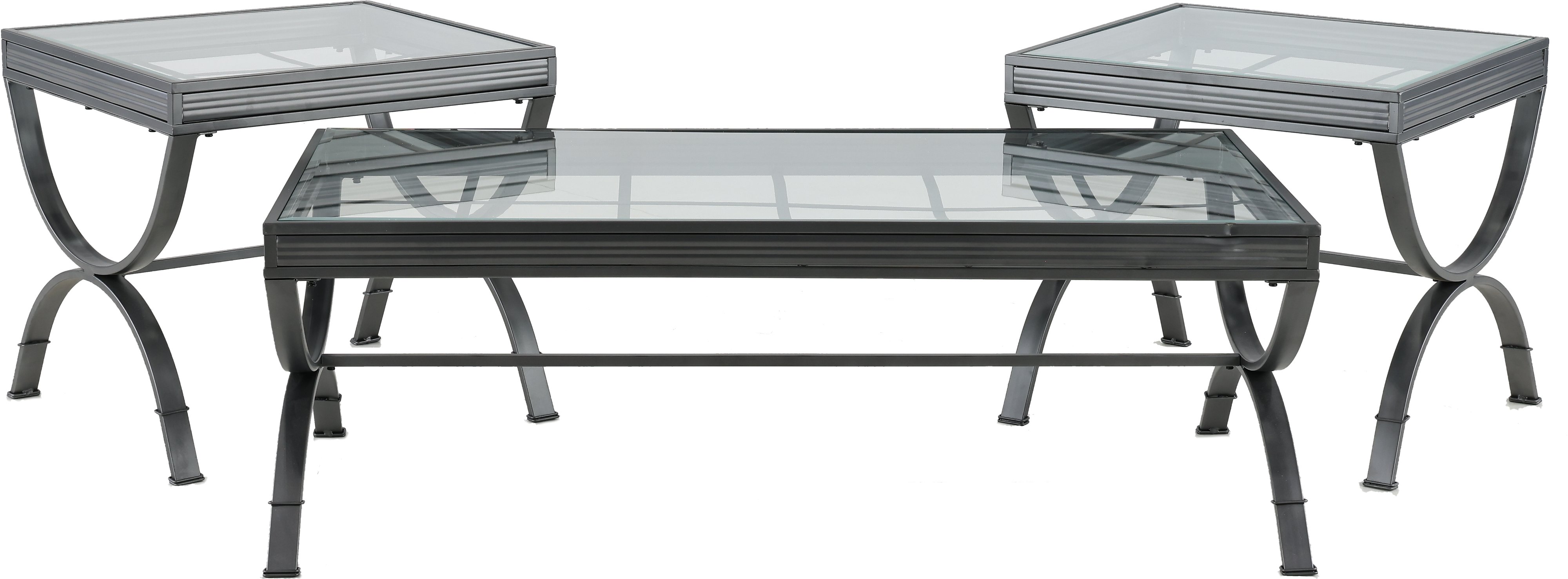 Contemporary Glass and Metal Occasional Table Set - Emerson-1