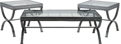 Contemporary Glass and Metal Occasional Table Set - Emerson
