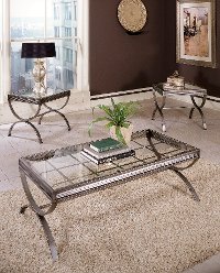 Contemporary Glass and Metal Occasional Table Set - Emerson-2