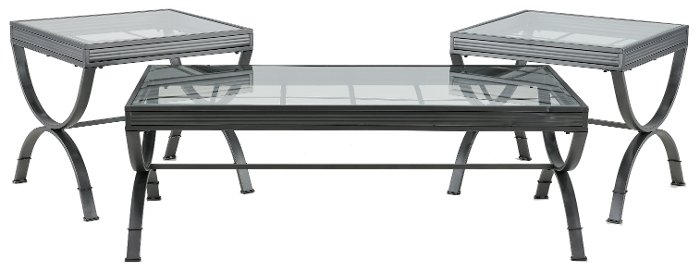 Emerson Contemporary Glass and Metal Occasional Table Set