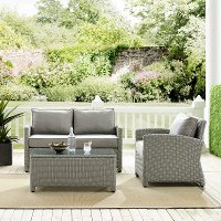 KO70027GY-GY 3 Piece Gray Patio Conversation Set - Bradenton