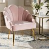161-10400-RCW Light Pink Upholstered Accent Chair with Seashell Shaped Back