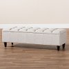 161-9105-RCW Mid Century Modern Beige Upholstered Storage Bench Ottoman