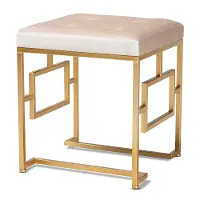 Glamour Beige Velvet Upholstered Ottoman - Bryony