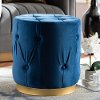 161-10272-RCW Glamour Navy Blue Velvet Upholstered Ottoman with Gold Base