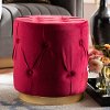 161-10271-RCW Glamour Red Velvet Upholstered Ottoman with Gold Base