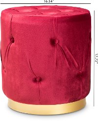 Glamour Red Velvet Upholstered Ottoman with Gold Base-6