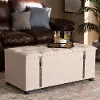 161-10276-RCW Modern Beige Upholstered Storage Trunk Ottoman - Clematis