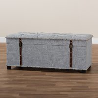 Modern Gray Upholstered Storage Trunk Ottoman - Clematis-3