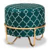 161-10281-RCW Teal Green Quatrefoil Velvet Upholstered Ottoman - Charlton