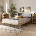 162-10305-RCW Modern Natural Oak and Gray King Platform Bed - Lenny