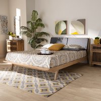 162-10305-RCW Modern Natural Oak and Gray King Platform Bed - Lenny