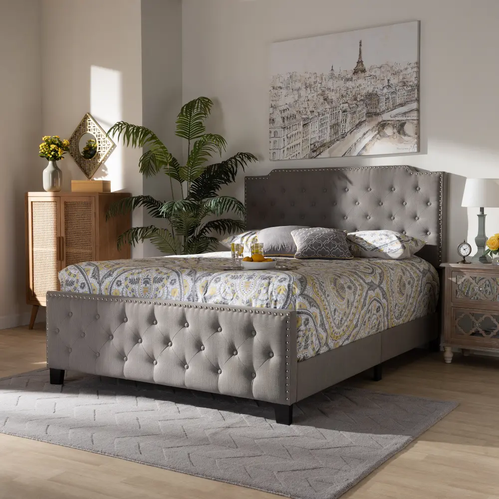 162-10328-RCW Contemporary Gray King Upholstered Bed - Katey-1