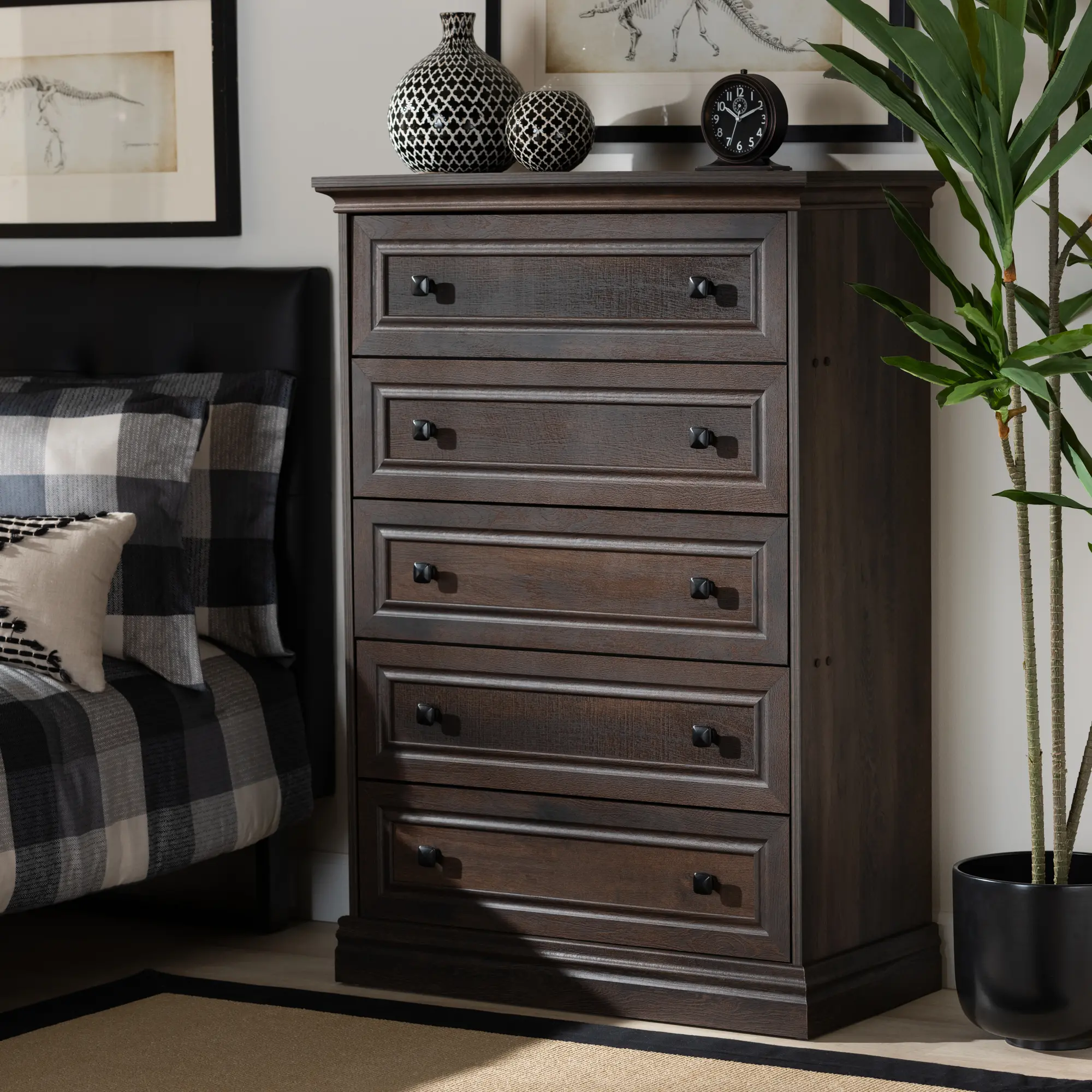 Traditional Dark Brown Chest of Drawers - Bradford-1