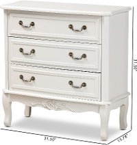French Country White 3-Drawer Dresser - Bess-3