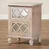 Country Whitewash Wood and Mirror Nightstand - Edith