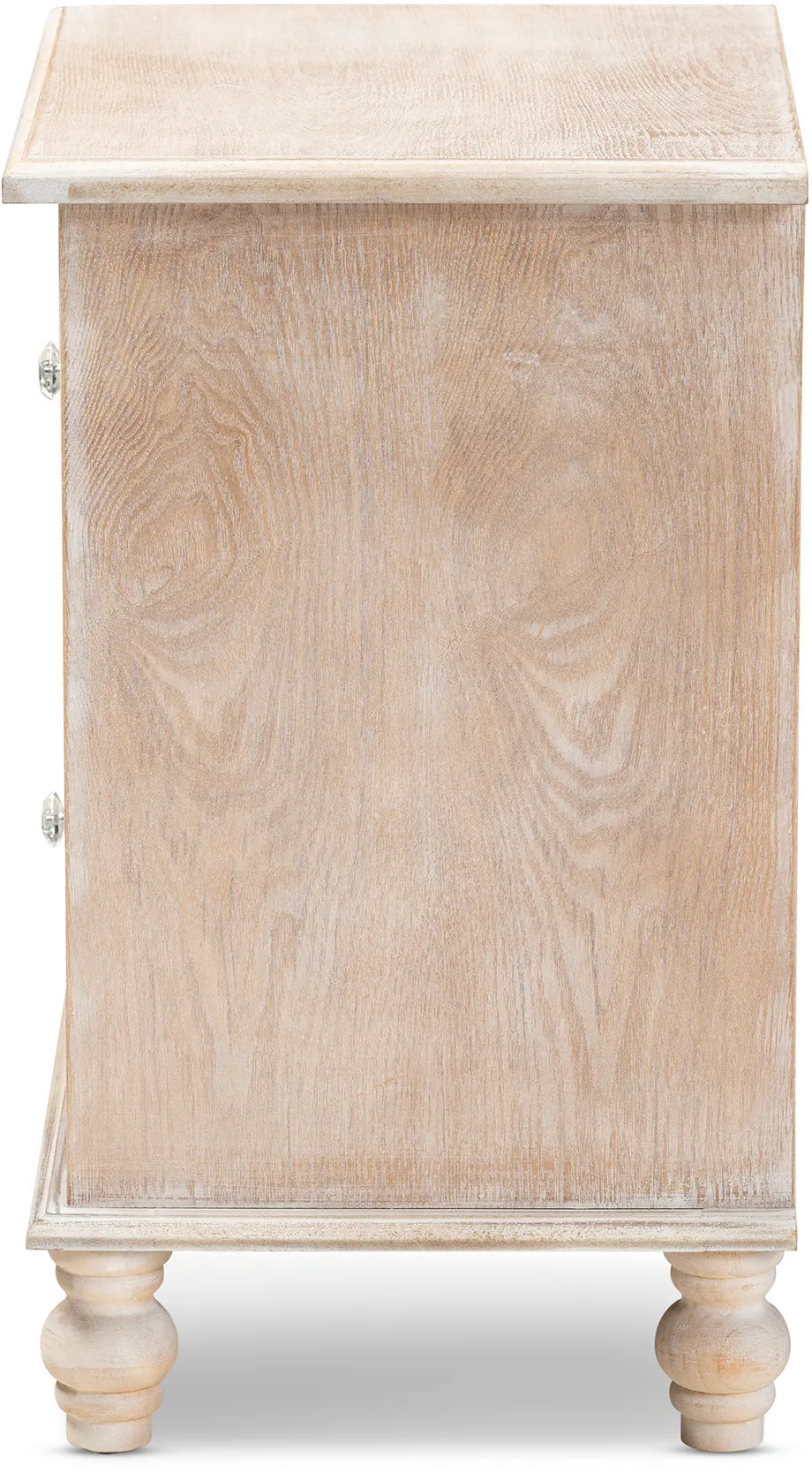 Country Whitewash Wood and Mirror Nightstand - Edith-4