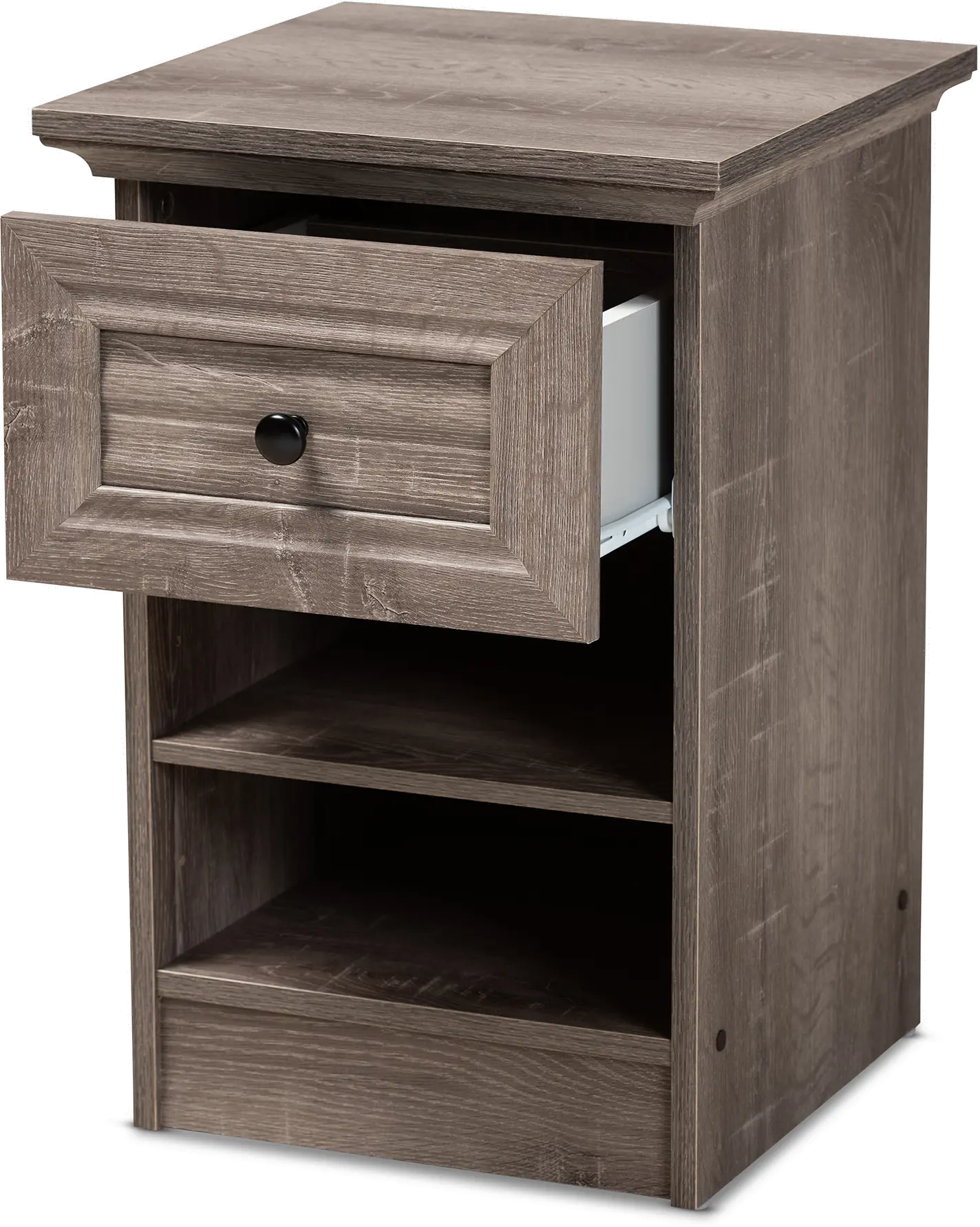 Contemporary Gray Brown Oak Nightstand - Albert-4