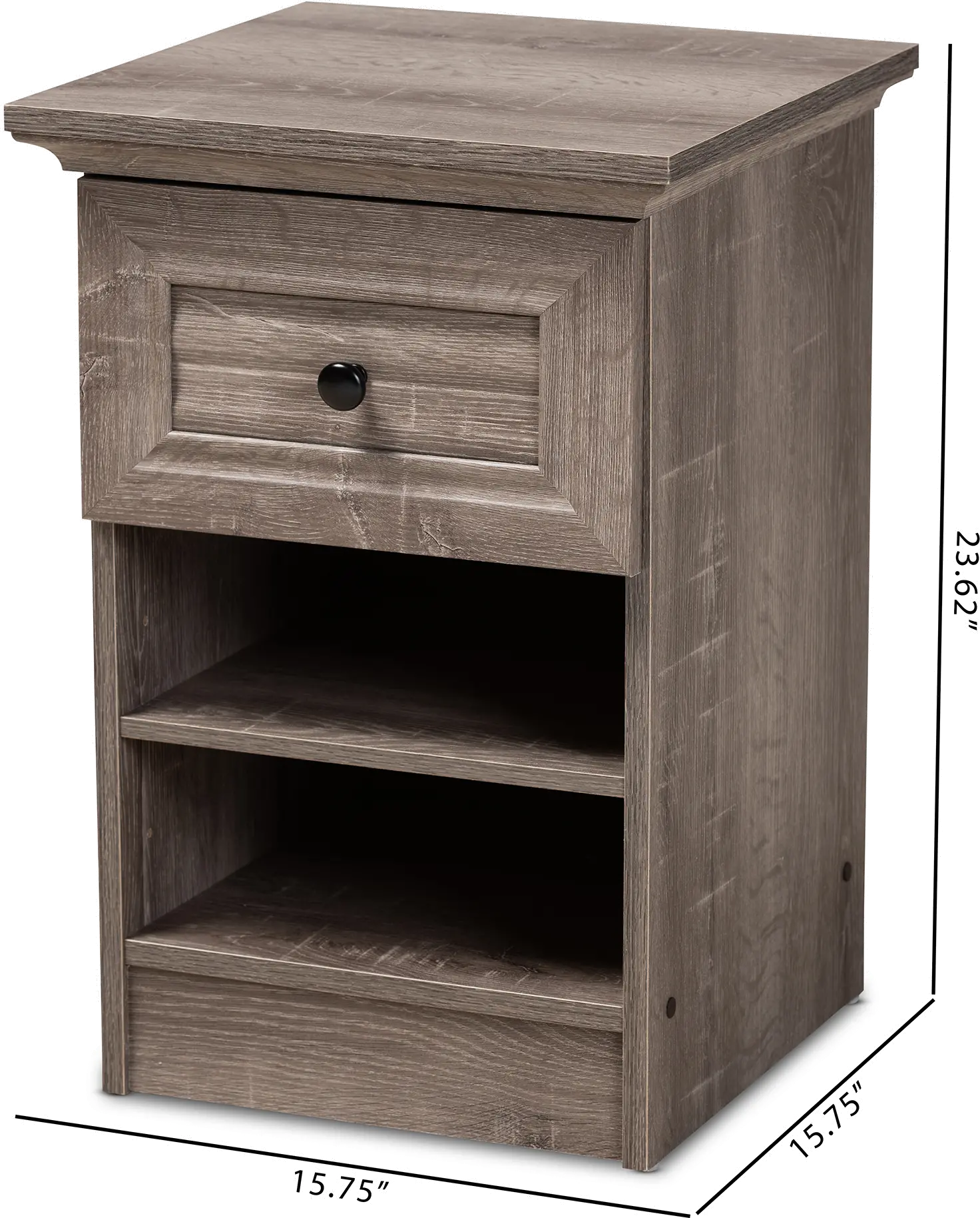 Contemporary Gray Brown Oak Nightstand - Albert-7