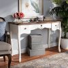 162-10256-RCW Traditional French Country White and Brown Finished Large 3-Drawer Wood Sofa Table - Delight