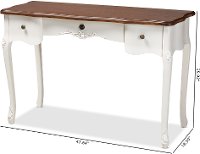 Traditional French Country White and Brown Finished Large 3-Drawer Wood Sofa Table - Delight-2