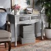 Modern Brushed Silver and Mirrored Glass Sofa Table - Patrice