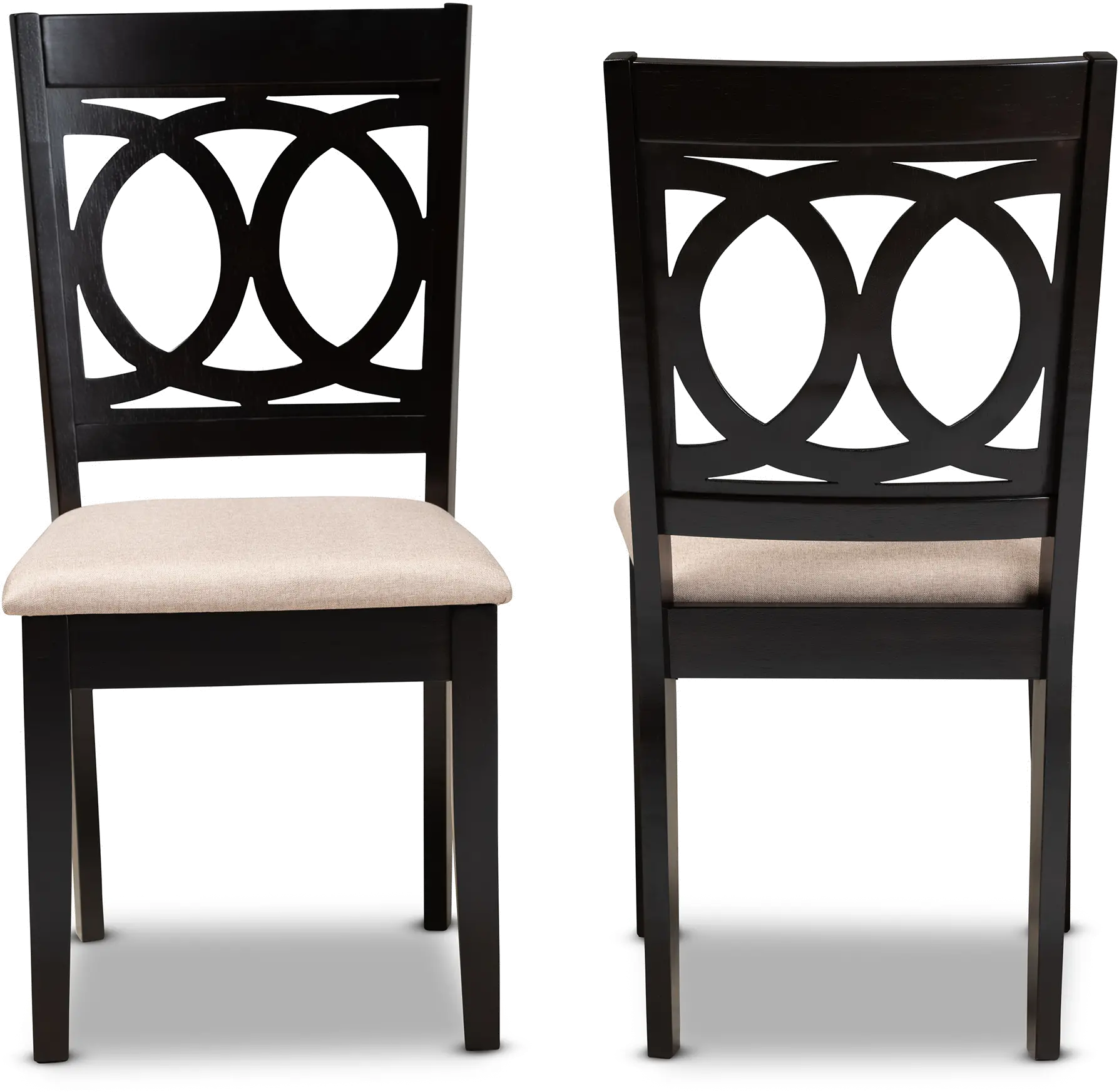 Contemporary Upholstered Dark Brown and Sand Upholstered Dining Room Chair (Set of 2) - Delano-1