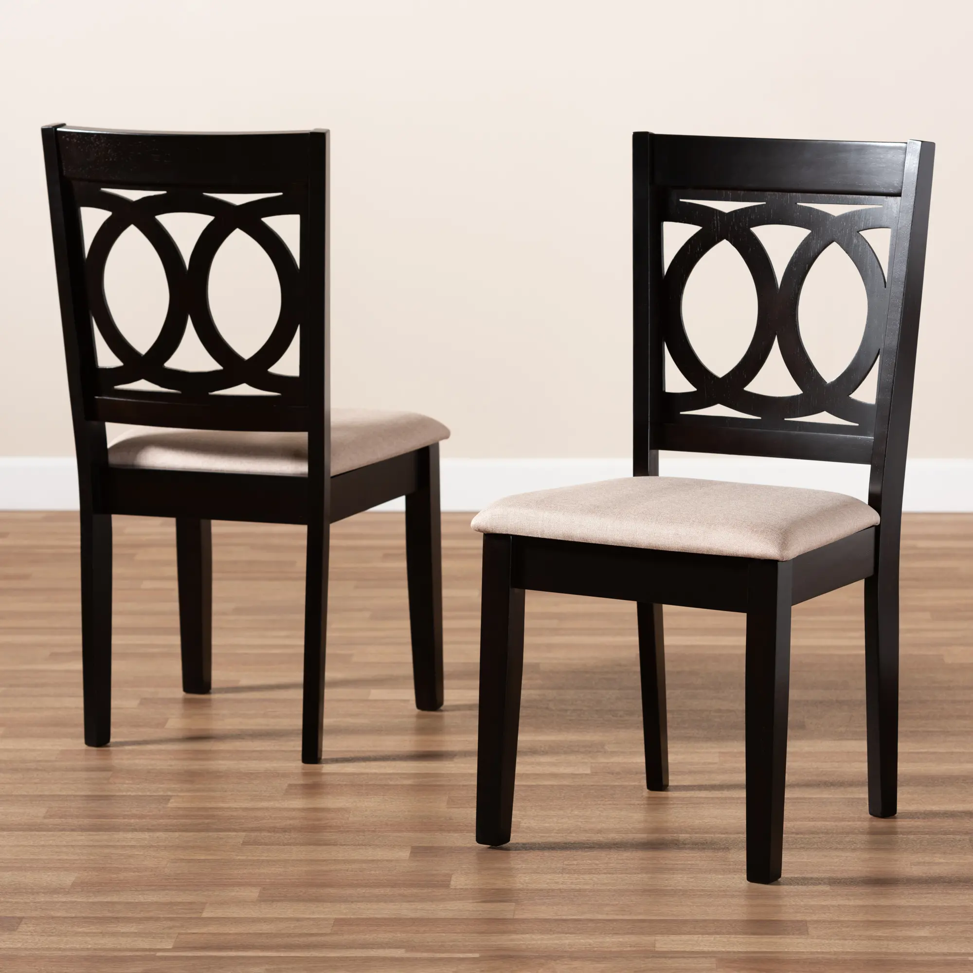 Contemporary Upholstered Dark Brown and Sand Upholstered Dining Room Chair (Set of 2) - Delano-2