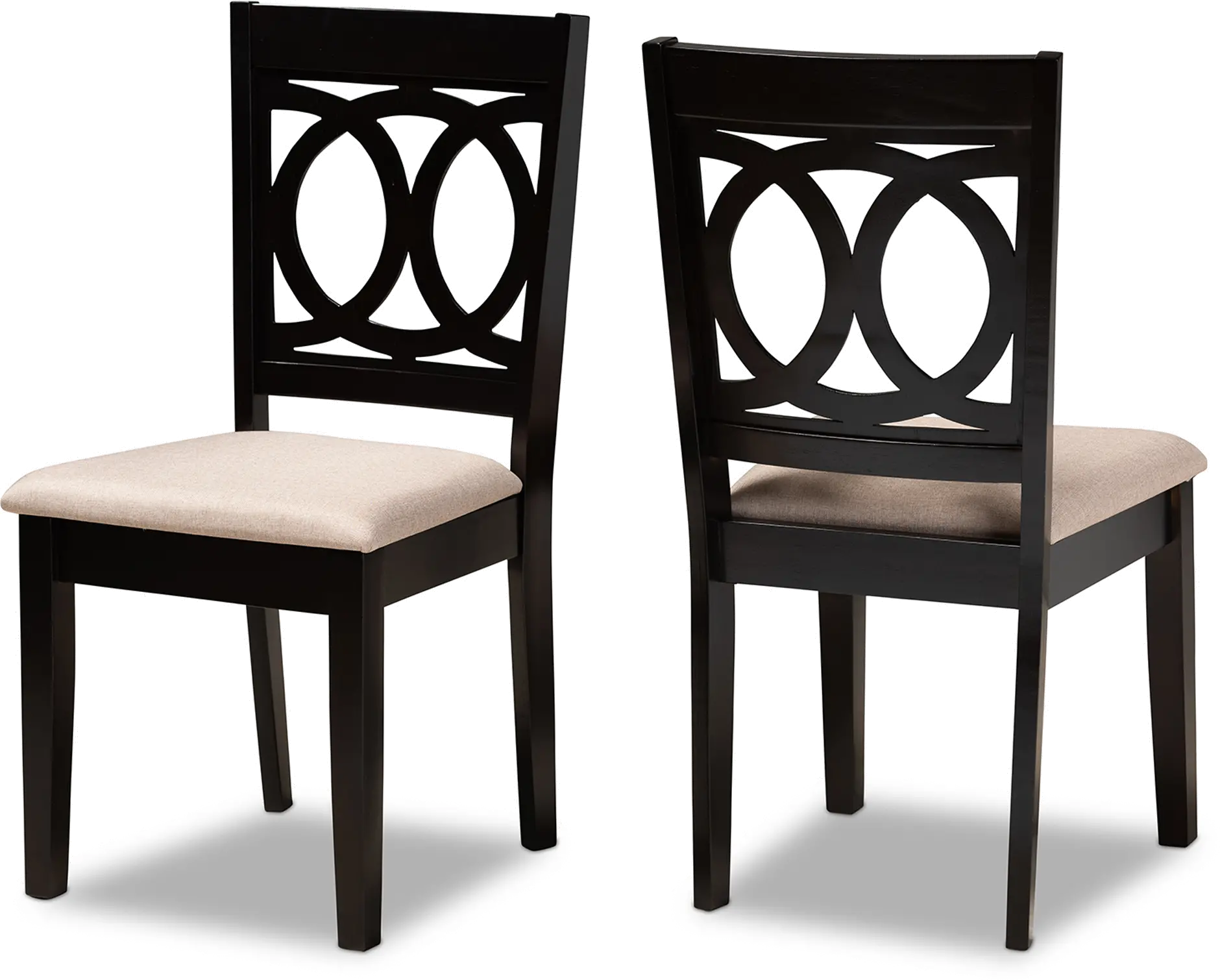 Contemporary Upholstered Dark Brown and Sand Upholstered Dining Room Chair (Set of 2) - Delano-3