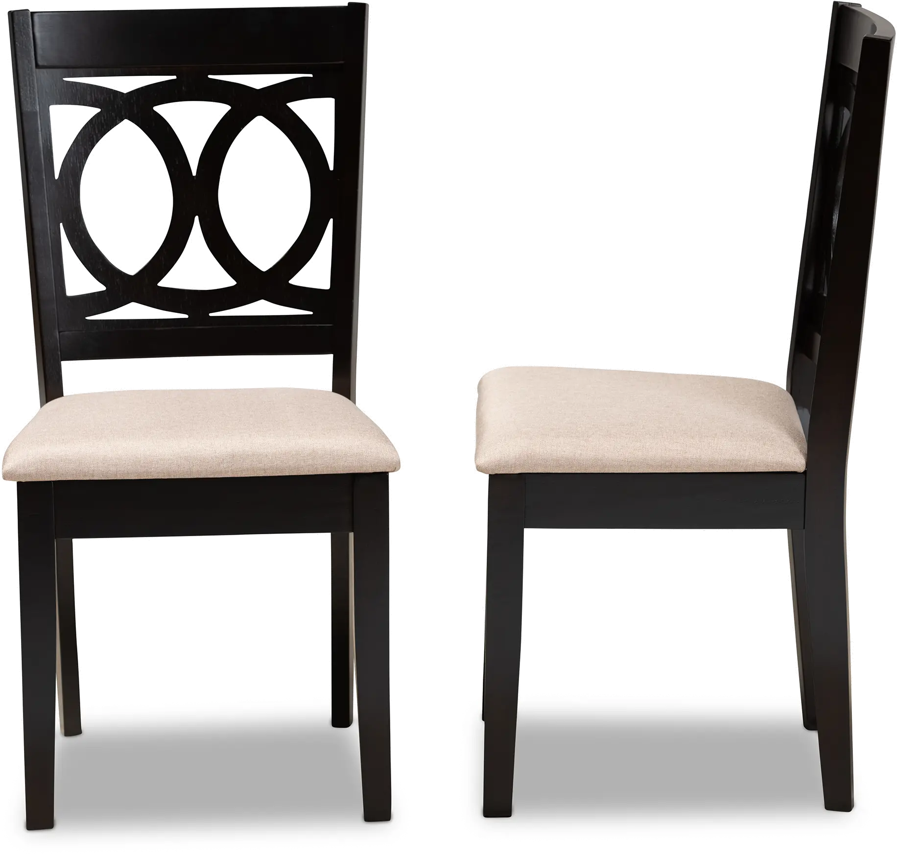 Contemporary Upholstered Dark Brown and Sand Upholstered Dining Room Chair (Set of 2) - Delano-4