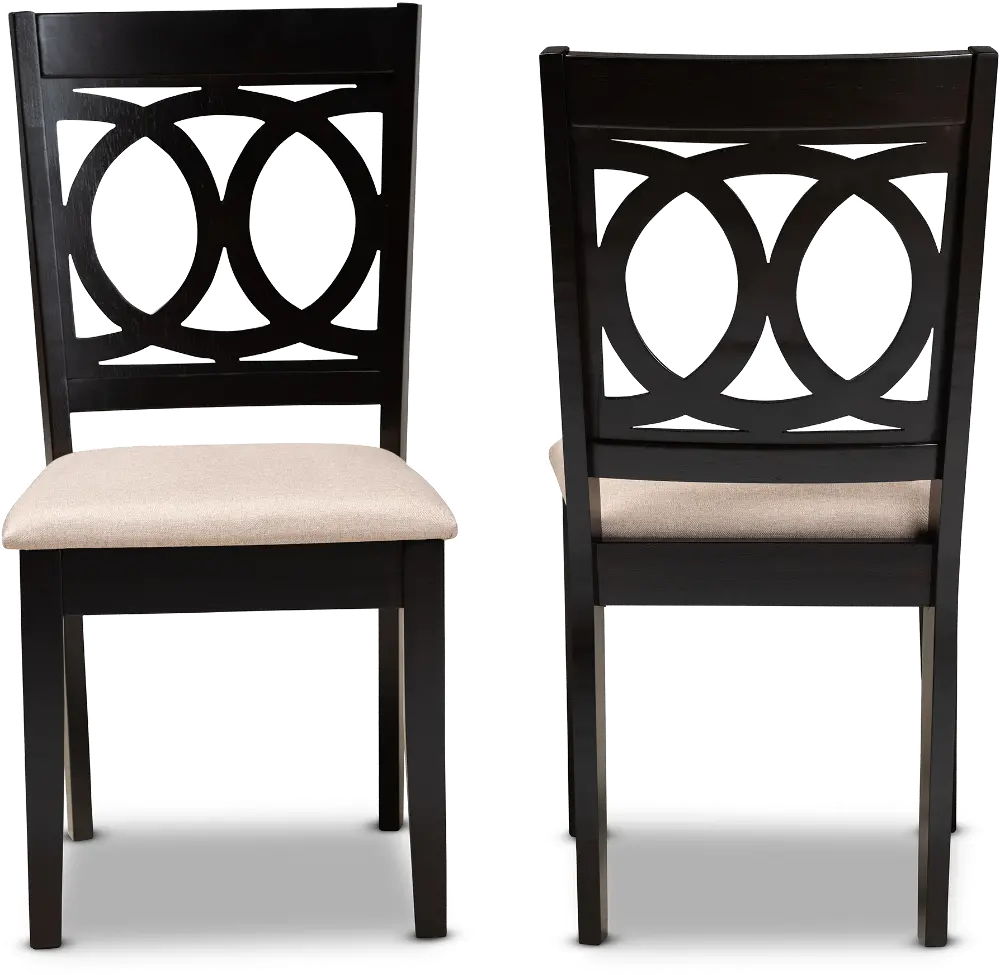 162-10523-RCW Delano Dark Brown and Sand Upholstered Dining Room Chair (Set of 2)-1