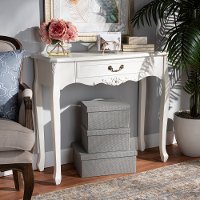 162-10262-RCW Traditional French White 1-Drawer Wood Sofa Table - Bess