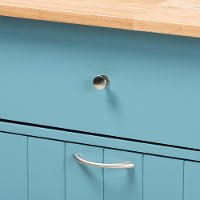 Contemporary Sky Blue and Natural Kitchen Storage Cart - Idony-2