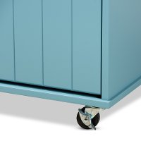 Contemporary Sky Blue and Natural Kitchen Storage Cart - Idony-3