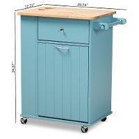 Contemporary Sky Blue and Natural Kitchen Storage Cart - Idony-6