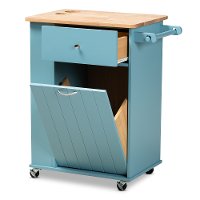Contemporary Sky Blue and Natural Kitchen Storage Cart - Idony-7