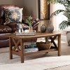 162-10335-RCW Traditional Walnut Rectangular Wood Coffee Table - Denzil