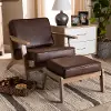 Petra Mid Century Modern Brown Chair and Ottoman Set