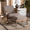 162-10566-10404-RCW Mid Century Modern Light Gray Upholstered Chair and Ottoman