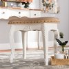 162-10254-RCW Traditional Sand Velvet Upholstery and White Wood Ottoman - Bess