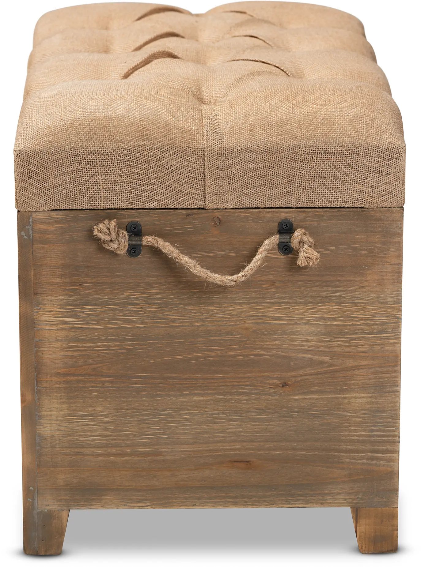 Rustic Farmhouse Beige and Medium Oak 2 Piece Storage Trunk Ottoman - Tammi-4