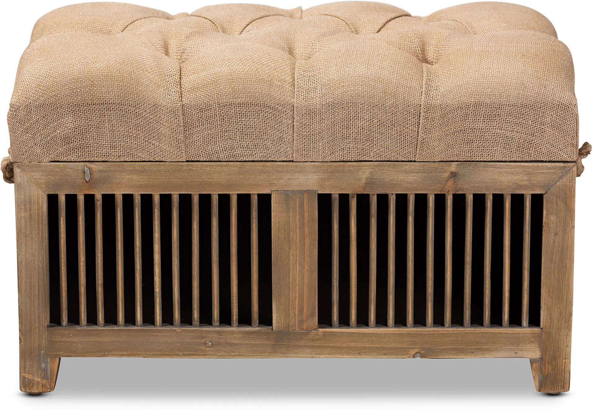 Rustic Farmhouse Beige and Medium Oak 2 Piece Storage Trunk Ottoman - Tammi-6