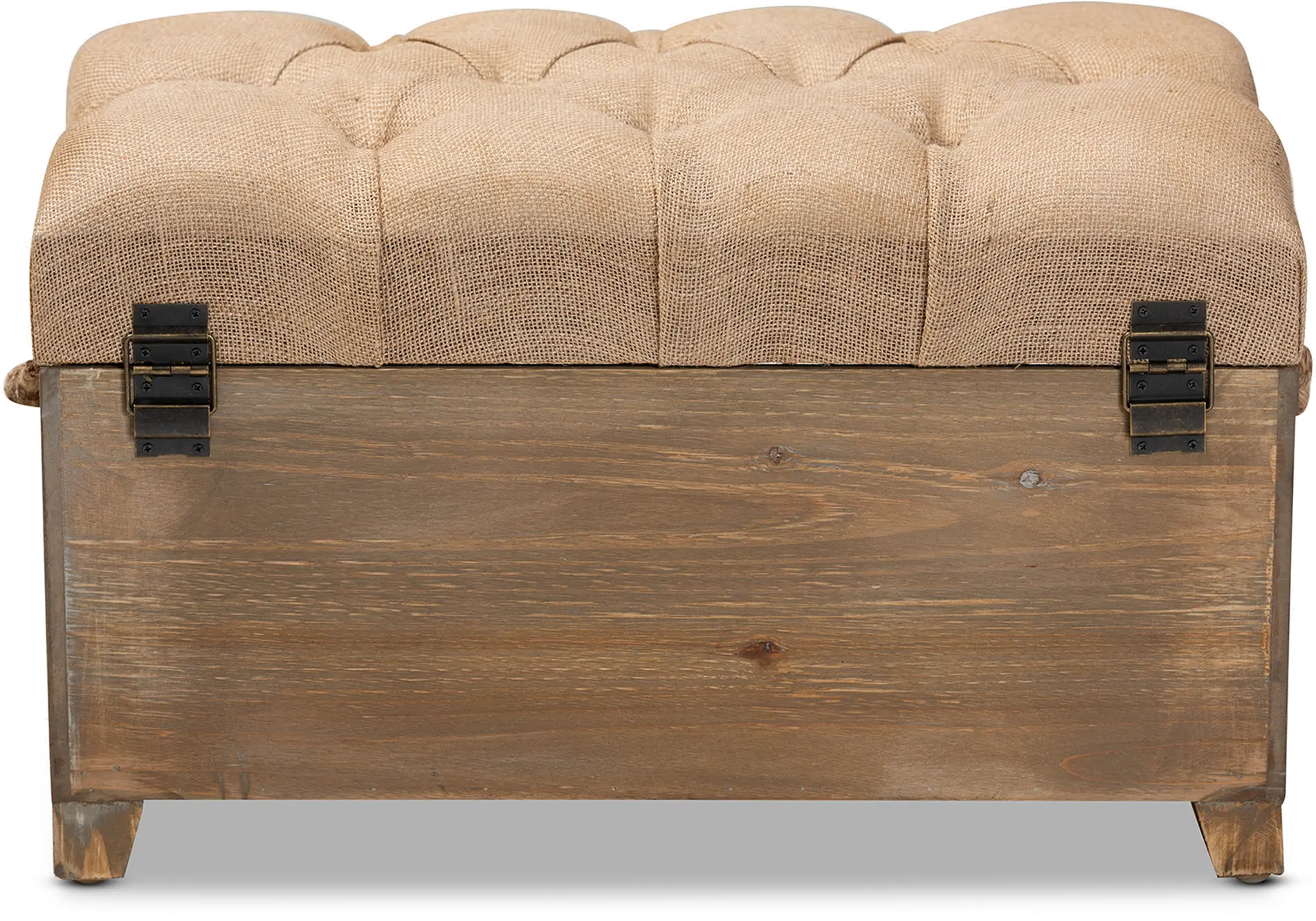 Rustic Farmhouse Beige and Medium Oak 2 Piece Storage Trunk Ottoman - Tammi-8
