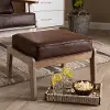 162-10405-RCW Mid Century Modern Dark Brown Faux Leather Ottoman - Petra
